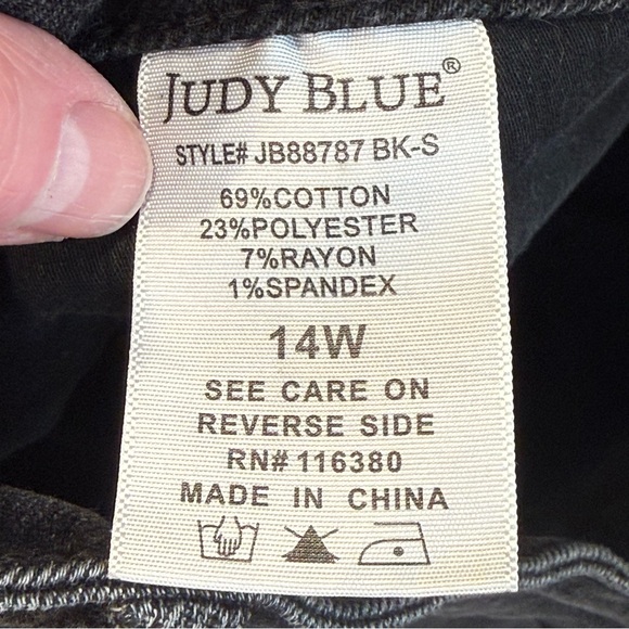 Judy Blue High Waist Tummy Control black Bootcut Jeans 14W Short - Picture 3 of 8